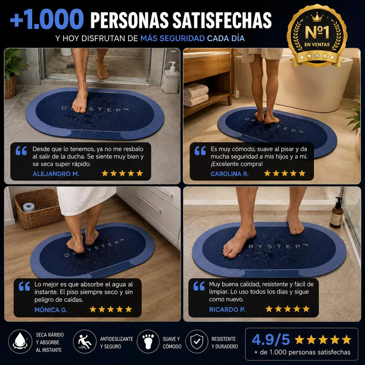 DryStep™ – Absorbe al Instante, Evita Resbalones