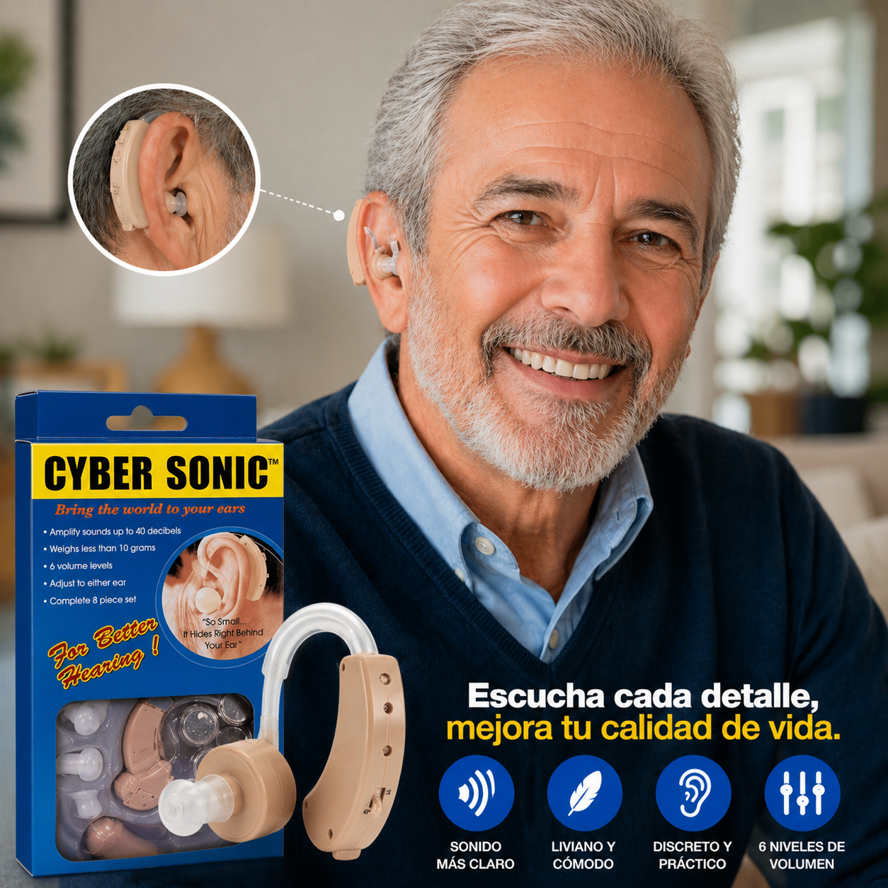 CyberSonic™: Vuelve a escuchar cada detalle, discreto, potente y cómodo