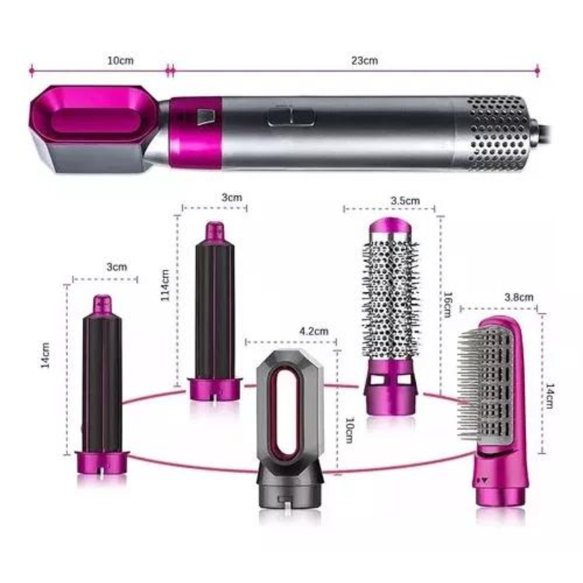 Cepillo y Secador de cabello Profesional 5 en 1 con Tecnología Iónica