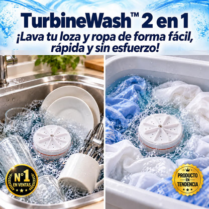 TurbineWash™ 2 en 1  ¡Lava tu loza y ropa de forma fácil, rápida y sin esfuerzo!