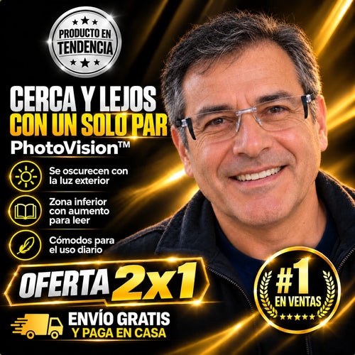 PhotoVision™ Tecnología que se Adapta a la Luz con Solo un Par de Lentes (OFERTA 2X1)