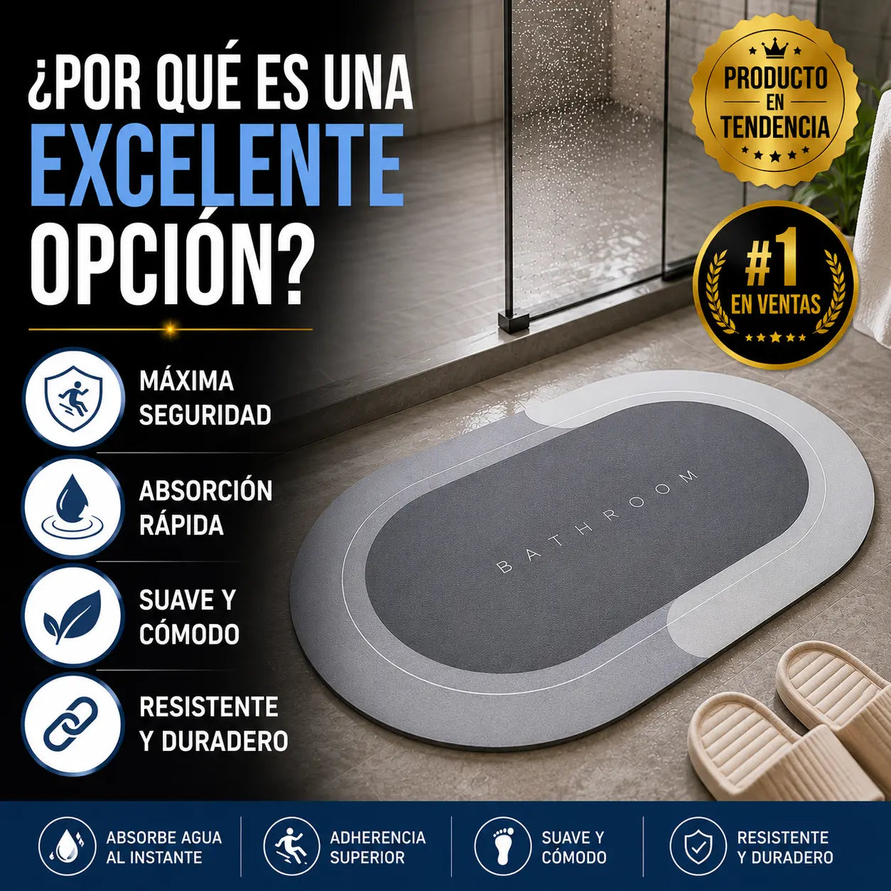 DryStep™ – Absorbe al Instante, Evita Resbalones