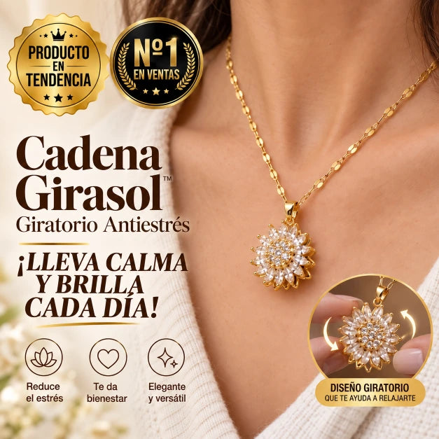 Cadena Girasol Giratorio Antiestrés™ – Gira, Relájate y Luce Increíble (Oferta 2x1)