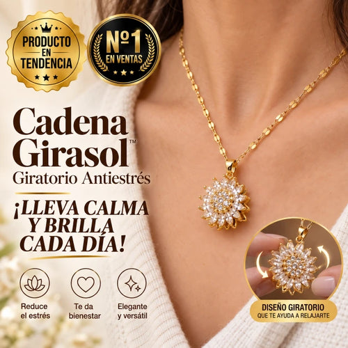 Cadena Girasol Giratorio Antiestrés™ – Gira, Relájate y Luce Increíble (Oferta 2x1)