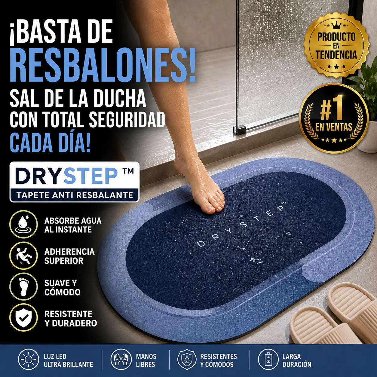 DryStep™ – Absorbe al Instante, Evita Resbalones