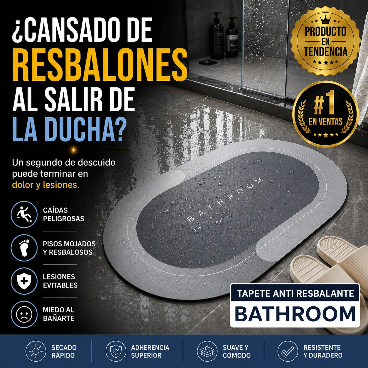 DryStep™ – Absorbe al Instante, Evita Resbalones