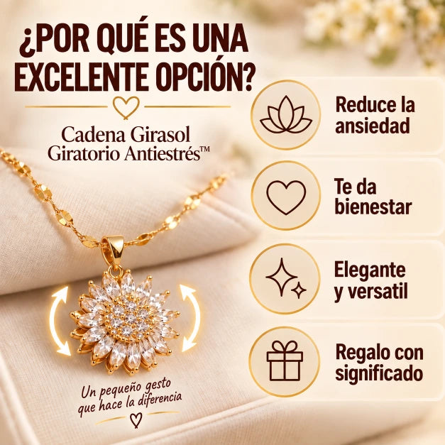 Cadena Girasol Giratorio Antiestrés™ – Gira, Relájate y Luce Increíble (Oferta 2x1)
