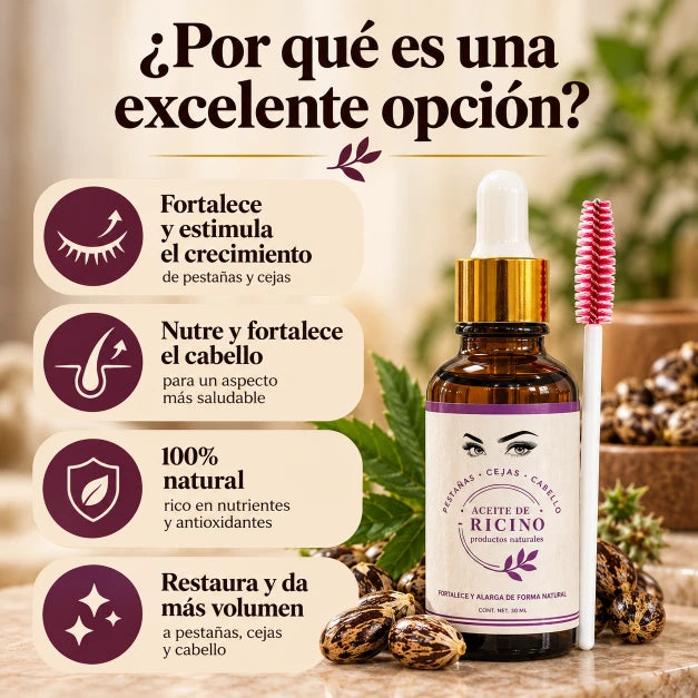 Aceite de Ricino™ Nutre tu Cabello, Cejas y Pestañas desde la Raíz (Promoción 2x1)