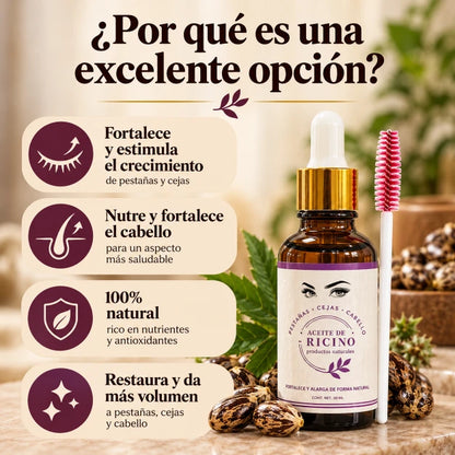 Aceite de Ricino™ Nutre tu Cabello, Cejas y Pestañas desde la Raíz (Promoción 2x1)