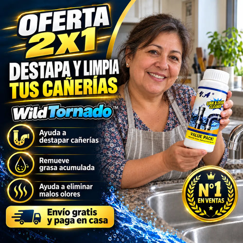 WildTornado™ - Destapa, Limpia y Mantén tus Cañerías al Instante (Oferta 2x1)