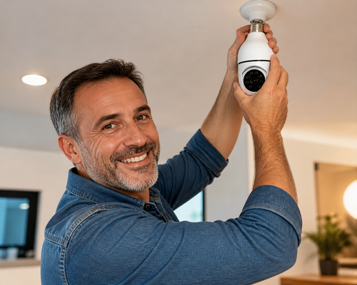 FocoCamPro™ – Vigilancia Inteligente sin Instalaciones para un Hogar Seguro